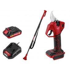 Аккум. секатор WORTEX CBS 2030 в кор. ALL1 SET, БЕСЩЕТ., 18 В, ветки до 28 мм + телескоп. штанга