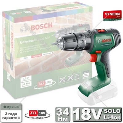 Дрель-шуруповерт ударная аккумуляторная UniversalImpact 18 V BOSCH (06039D4100)