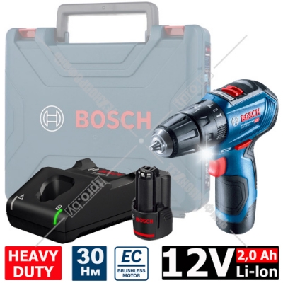 Дрель-шуруповерт ударная аккумуляторная GSB 12V-30 Professional BOSCH (06019G9100)
