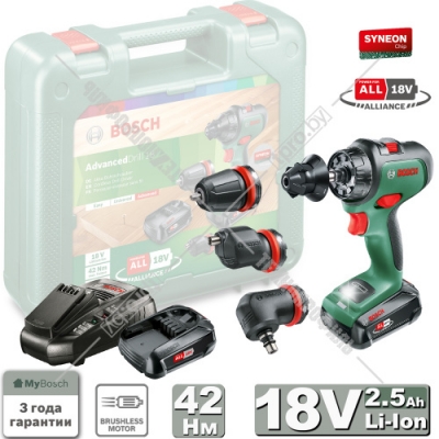 Дрель-шуруповерт аккумуляторная AdvancedDrill 18 Set BOSCH (06039B5008)