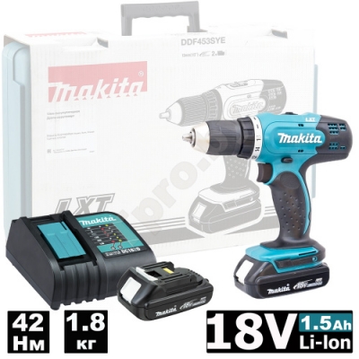 Дрель-шуруповерт аккумуляторная DDF453SYE (DDF 453 SYE) MAKITA