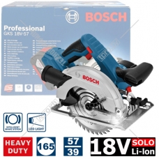 Пила циркулярная аккумуляторная GKS 18V-57 Professional BOSCH (06016A2200)