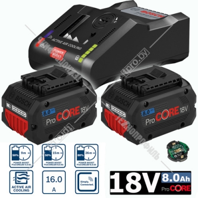 Аккумулятор ProCORE18V 8.0 Ah (-2-) + зарядное GAL 18V-160 C BOSCH (1600A016GP)