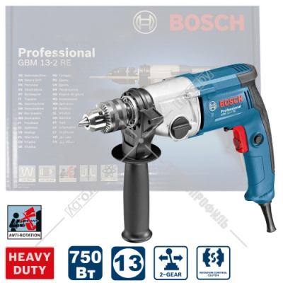 Дрель безударная GBM 13-2 RE Professional BOSCH (06011B2001)