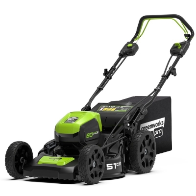 Газонокосилка самоходная, аккумуляторная GreenWorks Pro 80V, 51 см, с 4 А.ч. АКБ и ЗУ