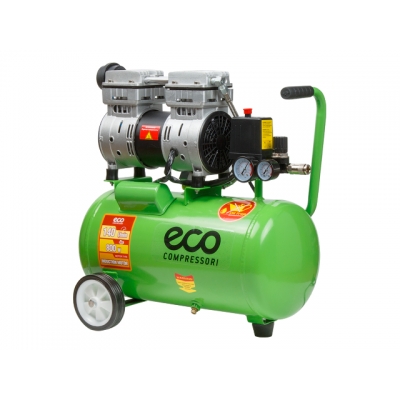 Компрессор ECO AE-25-OF1 (140 л/мин, 8 атм, коаксиальный, безмасляный, ресив. 24 л, 220 В, 0,8 кВт)