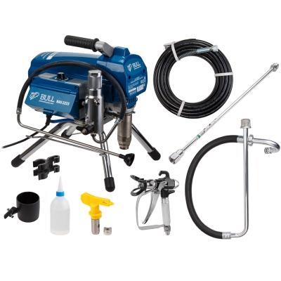 Безвоздушный окрасочный аппарат BULL BAS 2223 в кор. БЕСЩЕТ., 1300 Вт, 2,3 л/мин, 220 Бар