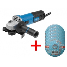 Одноручная углошлифмашина BULL WS 1202 в кор. + АКЦИЯ!(5 отрезных кругов в ПОДАРОК!) (950 Вт, диск 125х22 мм, регул. об., плавный пуск)