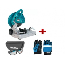 Отрезная пила по металлу MAKITA LW 1400 в кор. + АКЦИЯ Защитные очки + Перчатки "Механик" XL (2200 Вт, 355х25.4 мм, глуб. до 127 мм,)