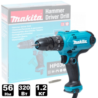 Дрель-шуруповерт ударная сетевая HP0300 (HP 0300) MAKITA