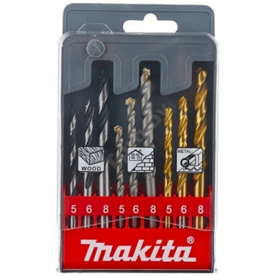 Набор сверл 5/6/8 мм по металлу/дереву/камню (9 шт) Makita (D-08660)
