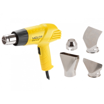 Термовоздуходувка MOLOT MHG 5120 в кор. + набор сопл (2000 Вт, 2 скор., 350-550 °С, ступенч. рег.,350-550 °С)