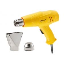 Термовоздуходувка MOLOT MHG 6020-1 в кор. + набор сопл 2000 Вт, 2 скор., 350-600 °С (Ступенч. рег., 300-500 л/мин)