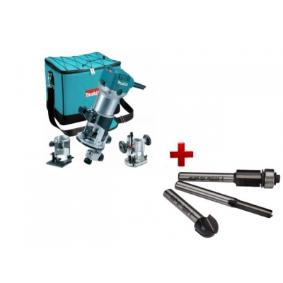 Фрезер кромочный MAKITA RT 0700 CX2 + аксессуары + АКЦИЯ Набор фрез 3 шт. D-70459 (710 Вт, цанга 8 мм, 30000 об/мин, регул. об.)